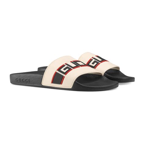 gucci stripe rubber slide sandal